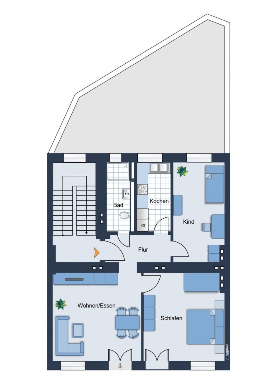 Grundriss 1.OG Mehrfamilienhaus K�ln