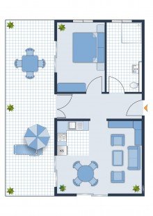 Grundriss EG Whg +++ Tdf.Std- Oberhalb vom Kurpark- ruhige &  kleine 2-Zimmer Terrassenwohnung +++