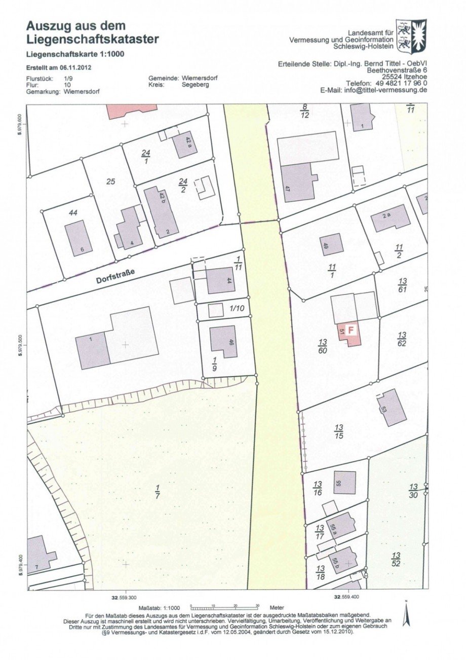Liegenschaftskarte Einfamilienhaus Wiemersdorf