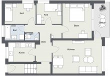 Kieler Kamp - Etage 1 - 2D Floor Plan Rendite o. Eigennutzung|| Moderne & gut geschnittene 4-Zimmerwohnung|| Hier stimmt Preis-Leistung