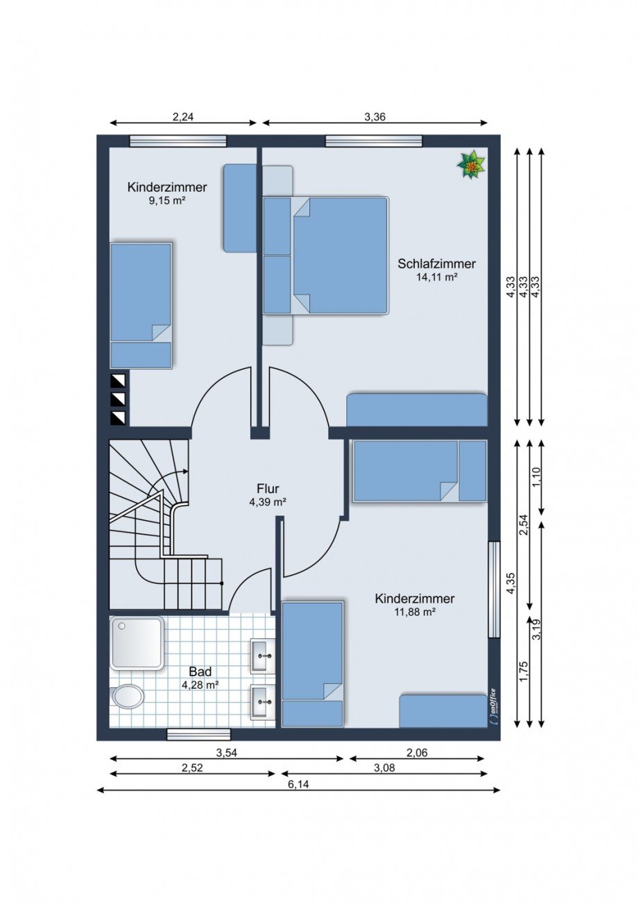 Obergeschoss Reihenendhaus Neum�nster / Eichhof