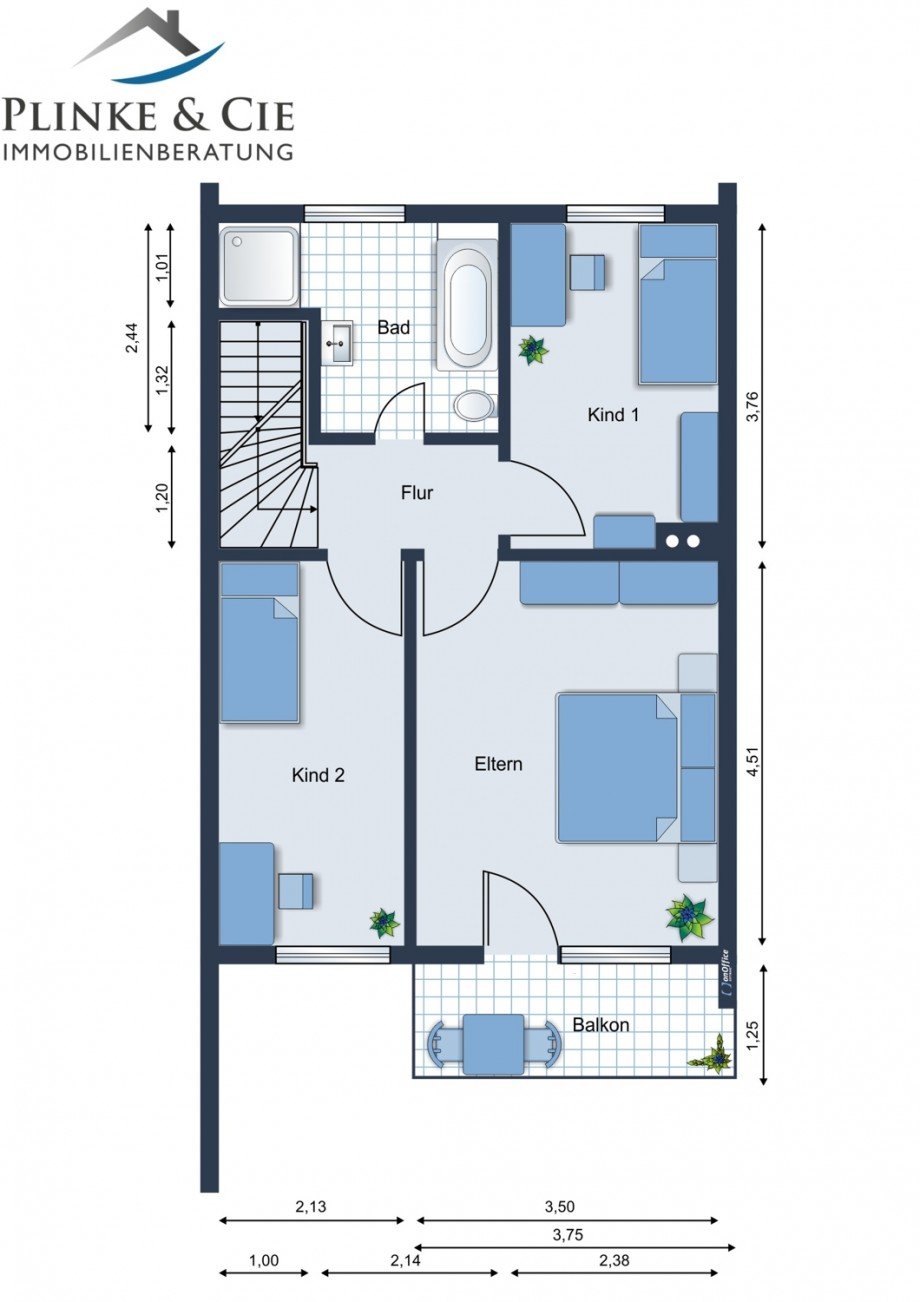 Grundriss 1.OG Reihenmittelhaus Hamb�hren