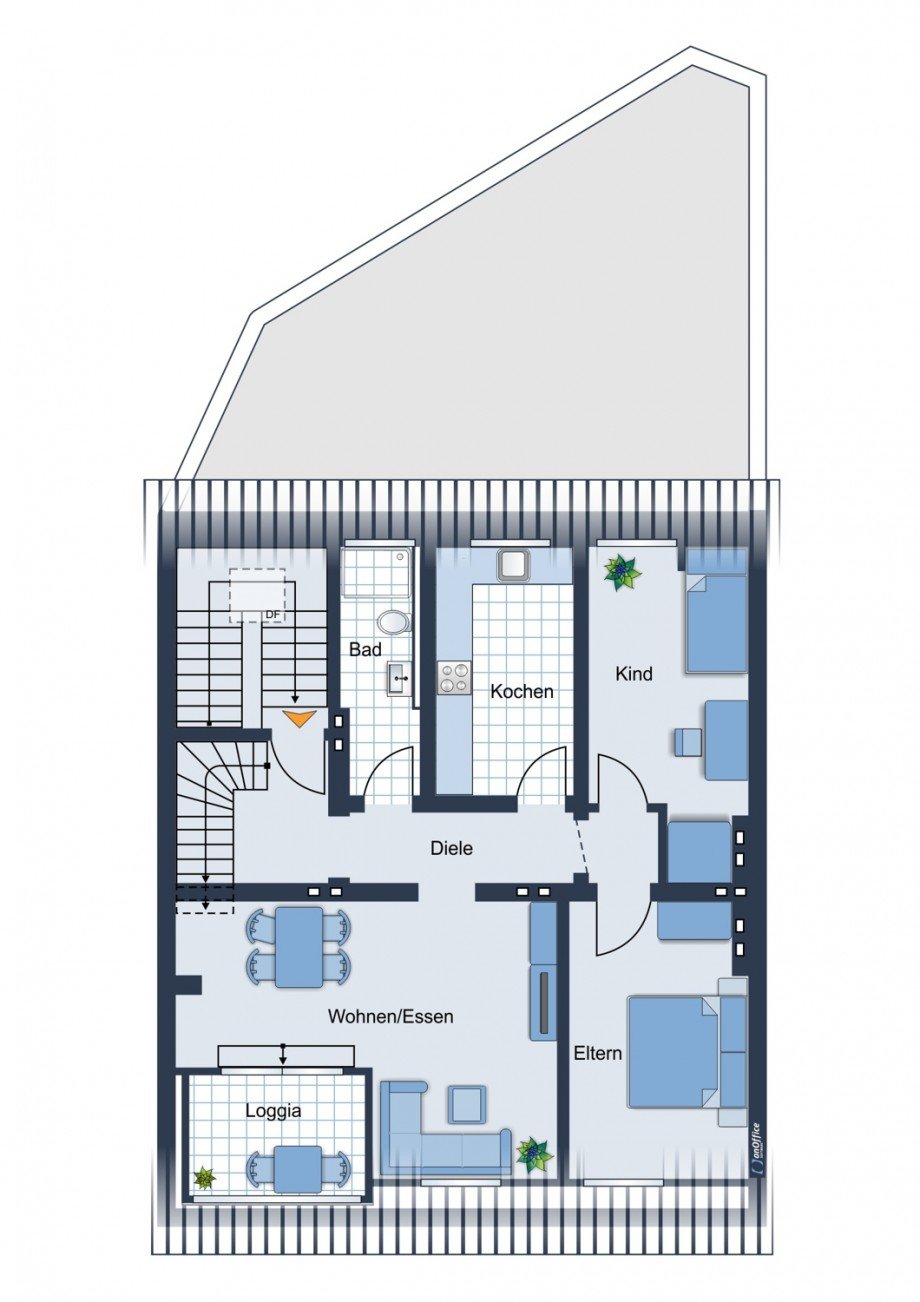 Grundriss DG Mehrfamilienhaus K�ln