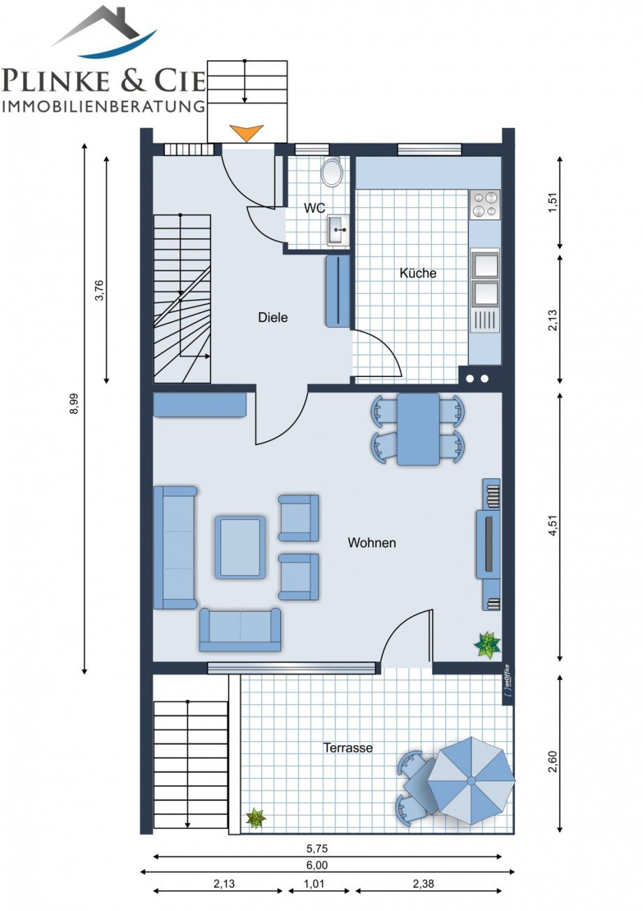 Grundriss EG Reihenmittelhaus Hamb�hren