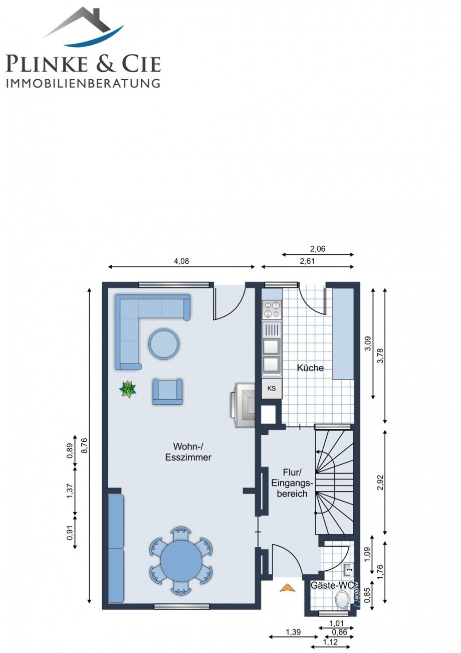 Grundriss EG Reihenmittelhaus Kiel / Holtenau