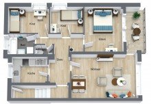 Kieler Kamp - Etage 1 - 3D Floor Plan Rendite o. Eigennutzung|| Moderne & gut geschnittene 4-Zimmerwohnung|| Hier stimmt Preis-Leistung