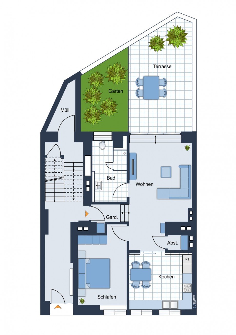 Grundriss EG Mehrfamilienhaus K�ln