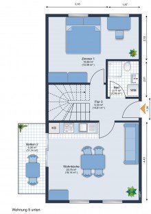 Grundriss unten Strand in Rufn�he || ruhig und ger�umig wohnen oberhalb vom Park�||�3- Zimmer Studio-Wohnung