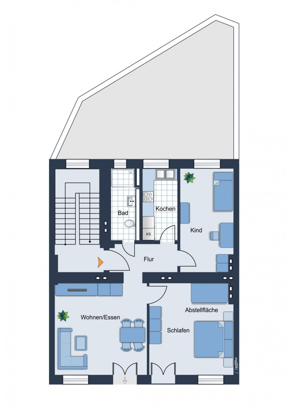 Grundriss 2.OG Mehrfamilienhaus K�ln